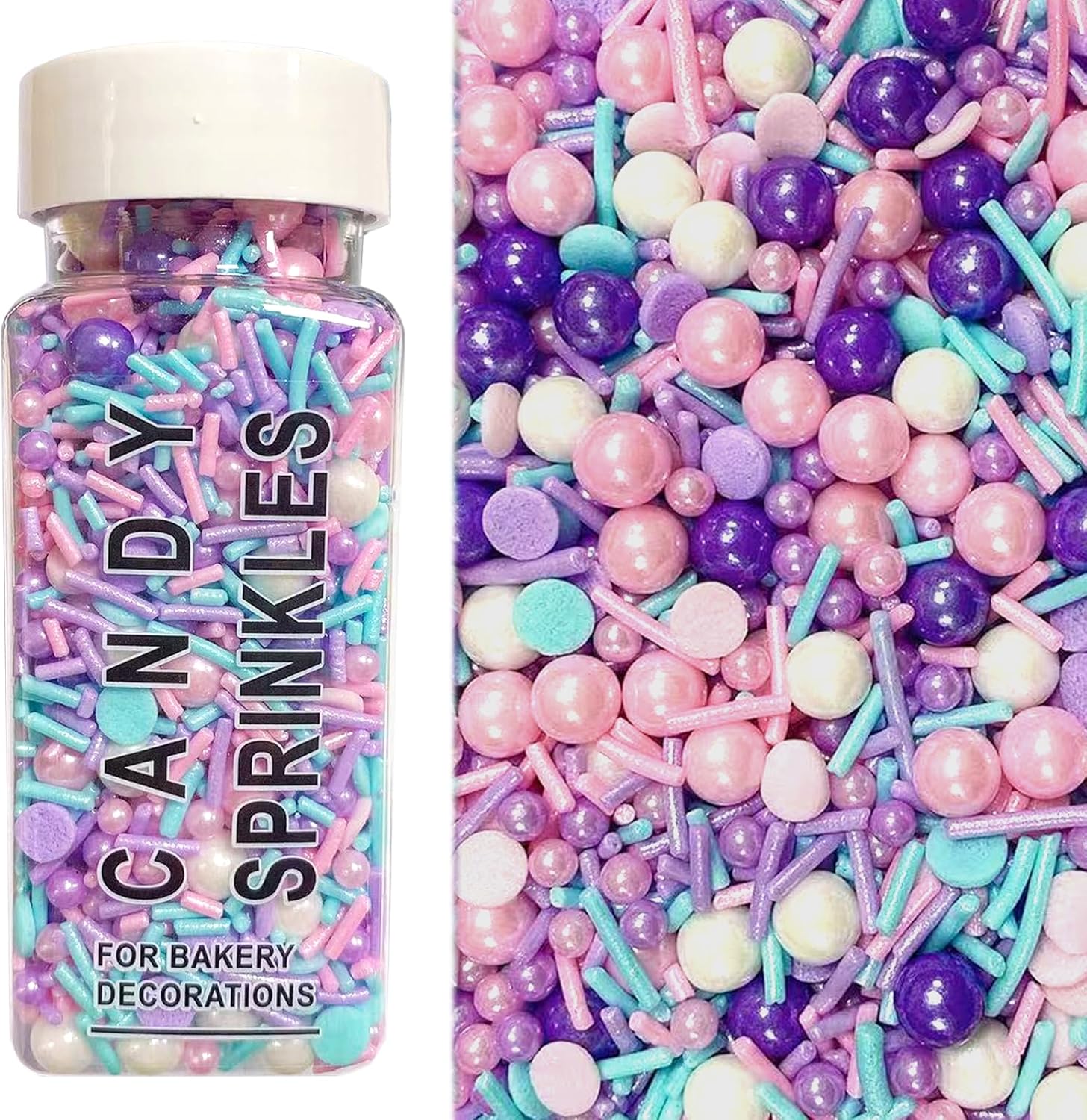 PhilaeEC Pastel Sprinkles Edible for Cake Decoration White Pink Purple Blue Mix Sprinkles Cake Baking Cookie Cupcake Toppers Decoration Vanlentine Easter Wedding Supplies