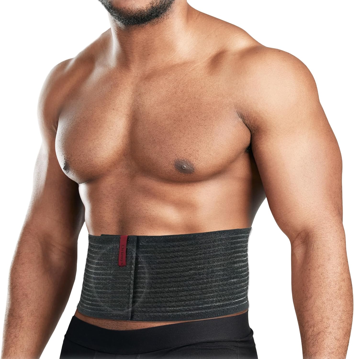 ORTONYX Umbilical Hernia Belt for Men and Women / 6.25" Abdominal Binder With Hernia Support Pad/Post-Surgical Belly Band - Black OX5241-L/XL