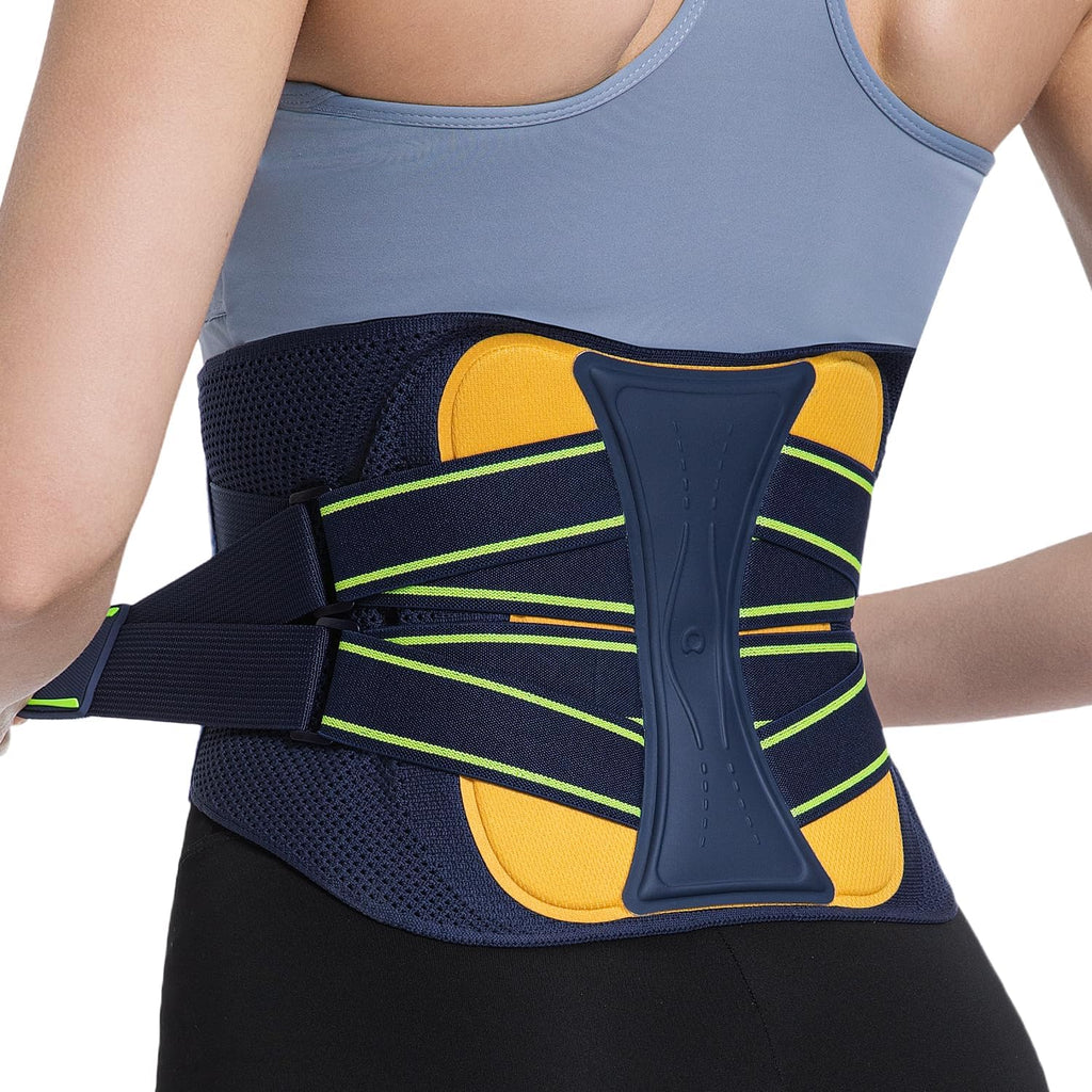 aoFIT Back Brace for Lower Back Pain Relief, Adjustable Lumbar Support Belt with Steel Plates, Dual Compression, Breathable 3D Knit Fabric, Slim Waist Design for Work, Gym, Sciatica, Herniated Disc L
