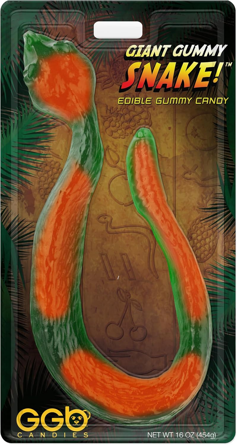 Giant Gummy Snake - Dual Fruity Flavors, Delicious Candy Creation from GGB Candies! (Sour Apple/Orange, 1 Pound)