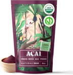 NaturaleBio Organic Acai Powder - 8oz Freeze Dried Acai Berry Powder (Freeze Dried) from Brazil - Raw Food from Acai Fruit, Extract from Pulp of Acai Berries