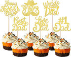 Rsstarxi 24 Pack Happy Father's Day Cupcake Toppers Gold Glitter Worlds Best Dad Love Dad Cupcake Picks for Happy Father 's Day Dad Birthday Theme Party Cake Decorations Supplies