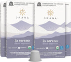 G GRANA Decaf Coffee Pods, Compatible with Nespresso OriginalLine, 40 Count, Dark Roast, Decaffeinated, USDA Organic 100% Arabica Single Source Specialty Coffee, Compostable Single Serve Capsules