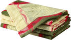 Lintex Golden Mistletoe and Ribbon Christmas Cotton Jacquard Fabric Napkins, Evergreen Mistletoe Red Ribbon Berry Woven Holiday Xmas Easy Care Cotton Weave Napkin Set, Set of 4 Napkins