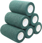 4 Inch x 6 Pack Vet Wrap Adhesive Bandages - 5 Yards Self Adherent Cohesive Wrap - Non Woven Sports Medical Athletic Bandage for Ankle, Wrist, Sprains Dark Green