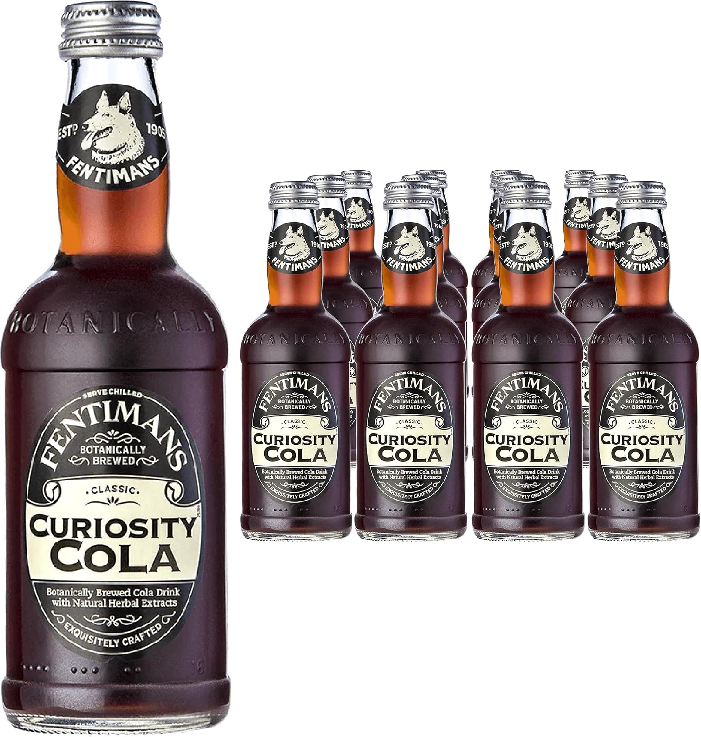 Fentimans Sparkling Curiosity Cola - Healthy Soda, All Natural Soda, Craft Soda with No Artificial Flavors, Preservatives, or Sweeteners, Botanically Brewed - Curiosity Cola, 275 ml (Pack of 12)