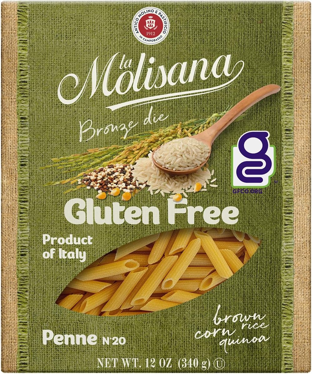 La Molisana - Imported Italian Gluten Free Penne Rigate, (4)- 12 oz. Pkgs