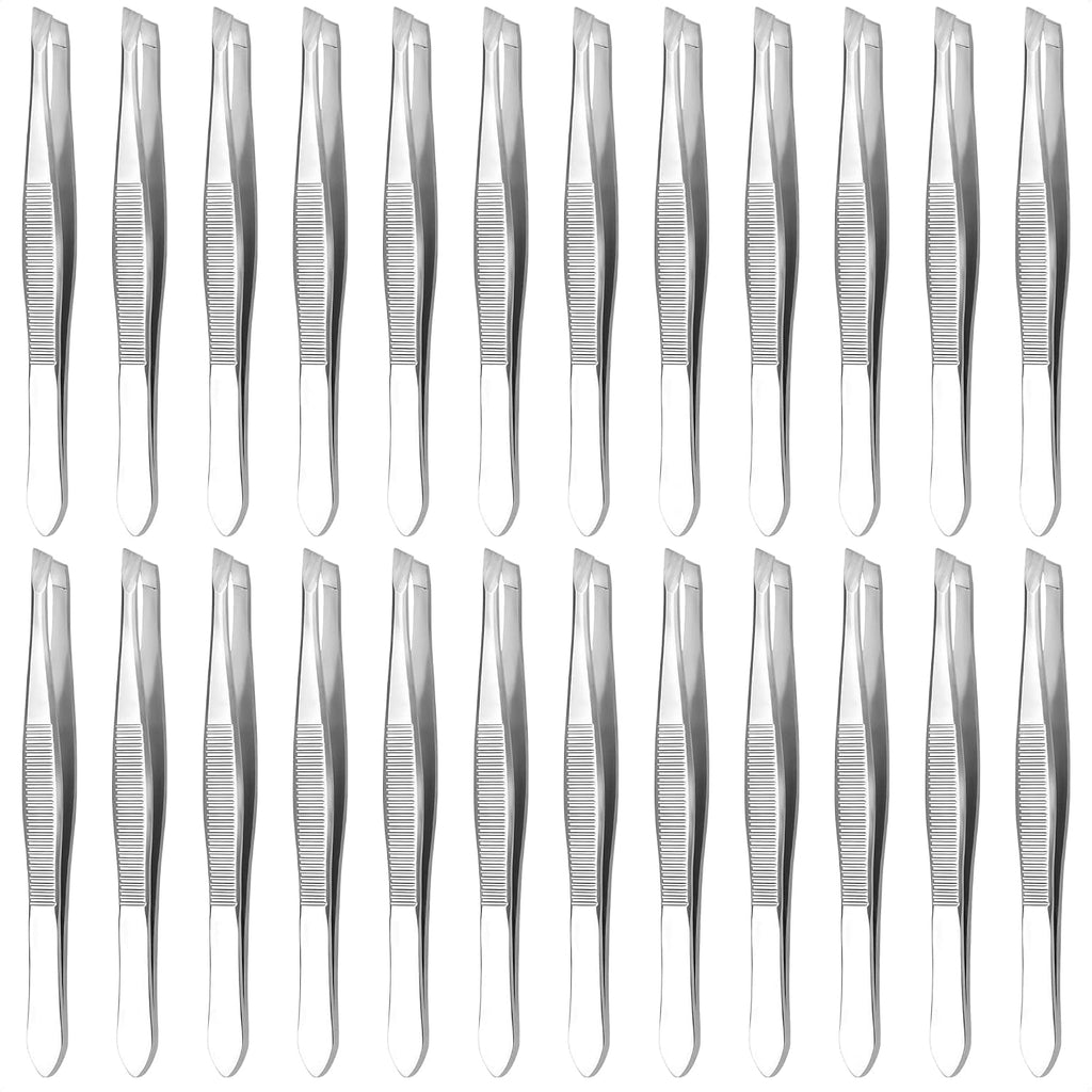 24 Pcs Mini Tweezers Bulk Pack - Stainless Steel Small Tweezers First Aid with Heart Clamps, 3.5" Compact Size - Versatile Tweezer Kit for Eyebrows, Splinters, Crafts, First Aid & Everyday Home Use