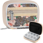 Pill Case Weekly Travel Pill Organizer for Purse with Removable 7 Day Pill Box Premium Neoprene Pill Container for Travel Purse Accessory, Vitamin, Supplement, Small Pieces Arrangement-Leopard