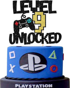 Rsstarxi 1 Pack Video Game 9th Birthday Cake Topper Level 9th Unlocked Controller Video Play Game Party Cake Pick for Level Up Nineth Boys Girls Happy 9th Birthday Party Cake Decorations