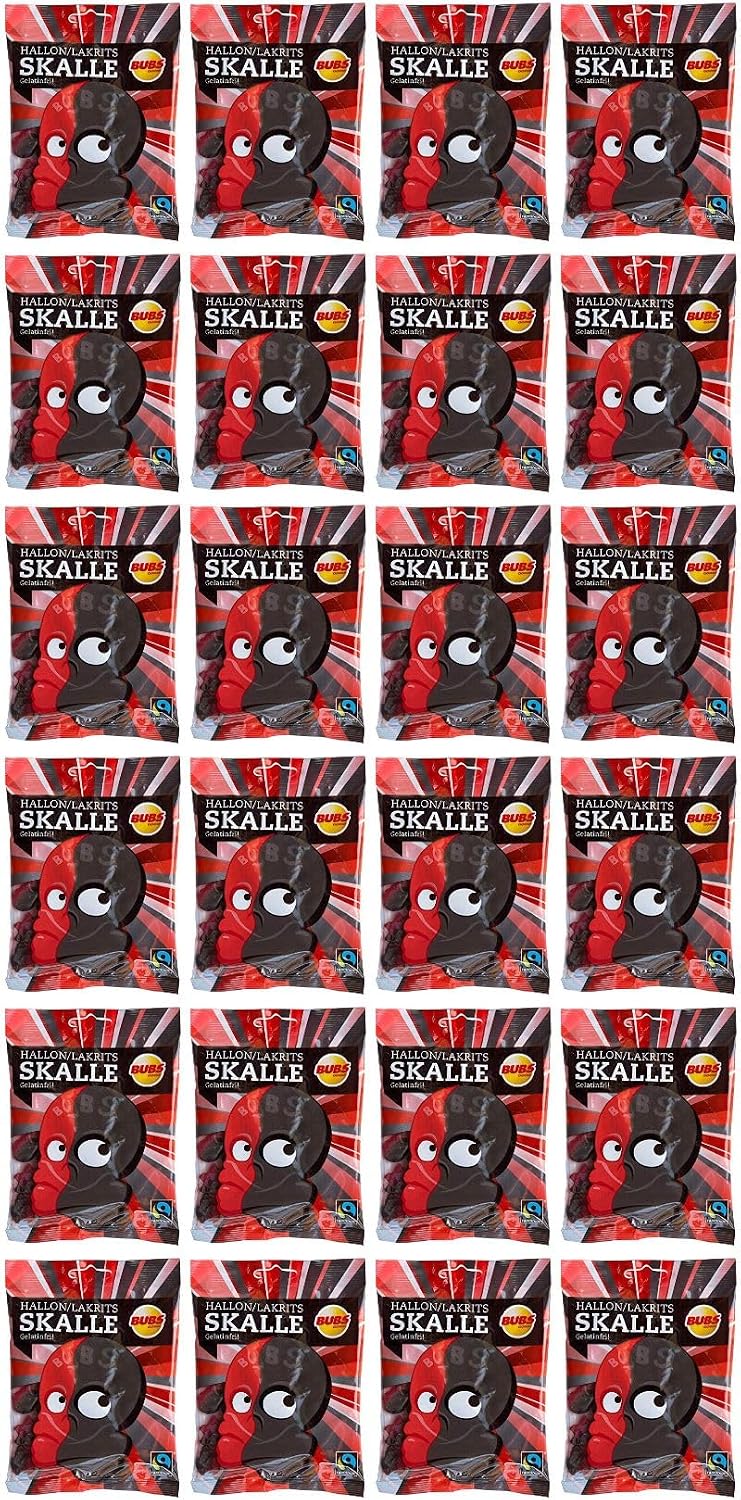 Bubs Skull Raspberry Liquorice 24 Packs of 90g