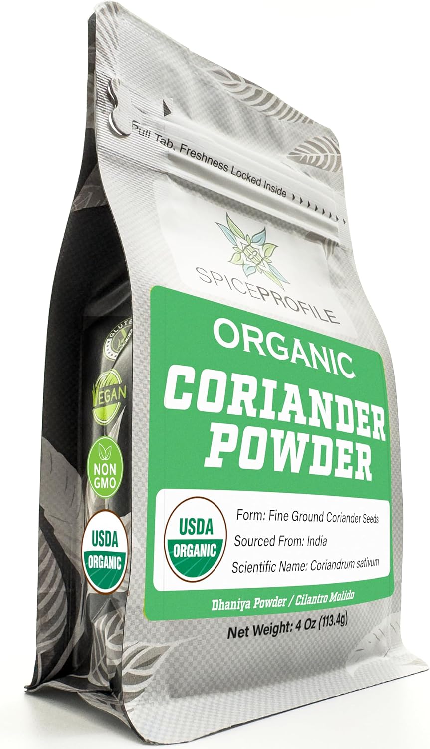 USDA Organic Coriander Powder (4 oz) – Spice Profile Freshly Ground Dhaniya & Cilantro Molido, Lab Tested for Purity