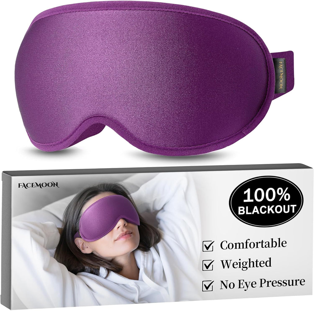 Blackout Eye Mask for Deep Sleep, 3D Weighted Sleep Mask for Women, Zero Pressure, Lash-Friendly, Perfect for Airplane Travel, Meditation, Yoga, Relaxation & Gifting, Purple