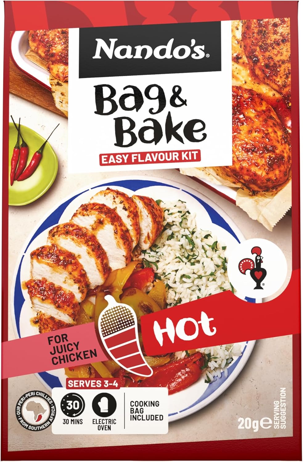 Nando's Peri-Peri Bag & Bake Seasoning for Chicken Hot, 20g