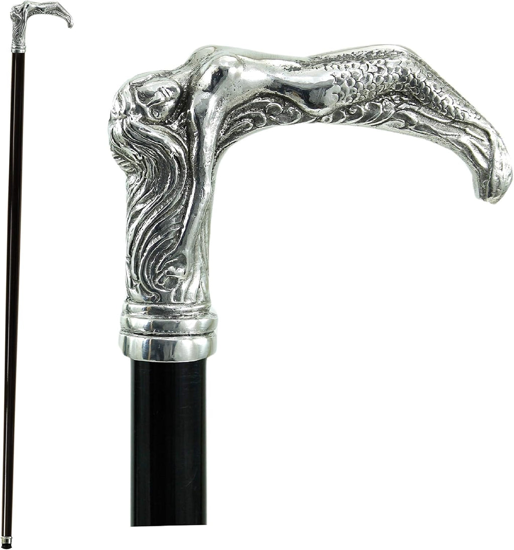 Artisanal Walking Cane - Handmade in Italy from Wood & Solid Pewter, Elegant Design for Men & Women, Robust Luxury Walking Stick