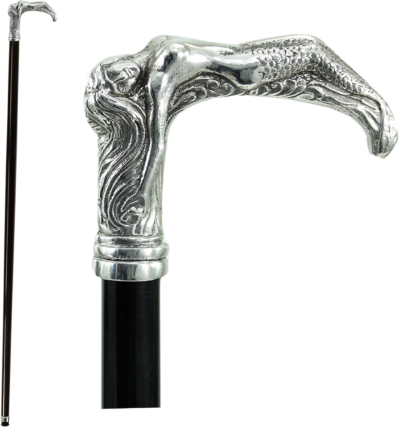 Artisanal Walking Cane - Handmade in Italy from Wood & Solid Pewter, Elegant Design for Men & Women, Robust Luxury Walking Stick
