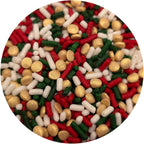 NCS Red, White & Green Jimmies with Gold Sequins Edible Sprinkles – Cupcake, Cake & Cookie Decorations, 7 oz