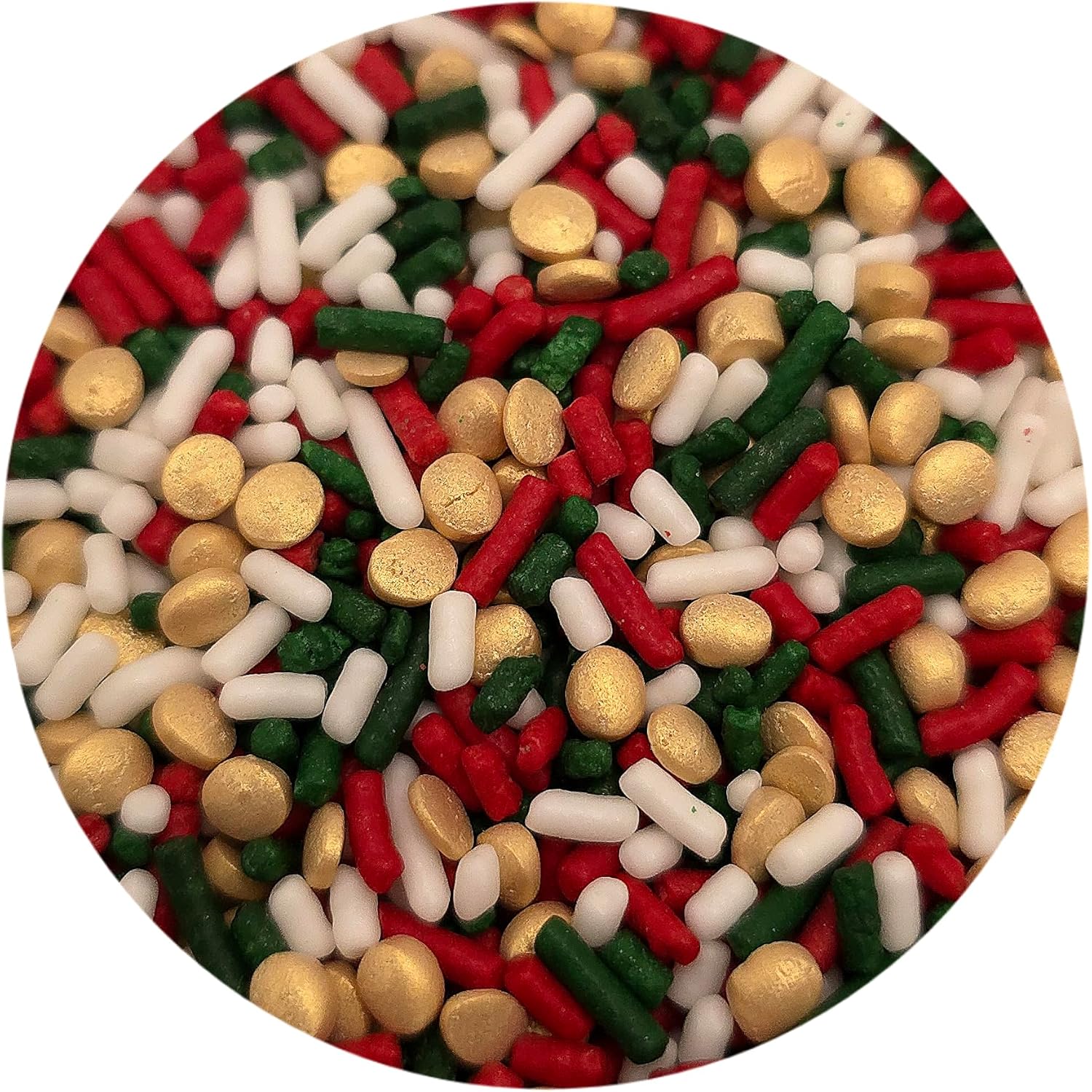 NCS Red, White & Green Jimmies with Gold Sequins Edible Sprinkles – Cupcake, Cake & Cookie Decorations, 7 oz