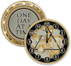 The Token Shop 12 Steps AA Coin Sobriety Chip Medallion, Clockwork One Day at a Time Alcoholics Anonymous Recovery Affirmation Token, Sober Gifts for Men and Women