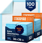 Chucks Pads Disposable Adult Underpads [100-Pack] 36"x36" XXXL Super-Absorbent Incontinence Bed Pads – Large Leak-Proof Mattress Protector Pee Pads for Adults, Seniors, Kids & Pets