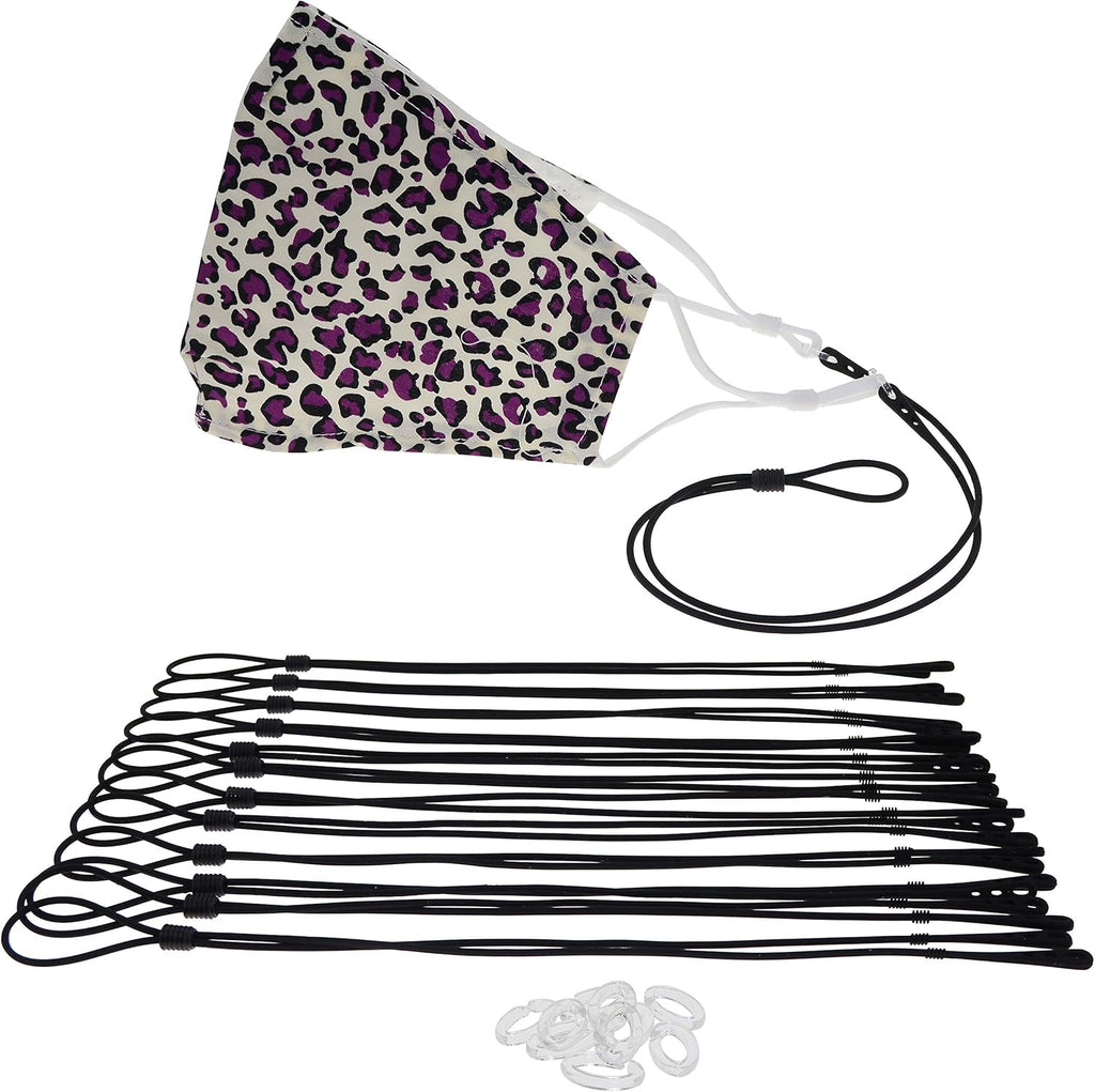 FROG SAC 12 PCS Black Face Mask Lanyard Holder Clip for Women and Men, Adjustable Silicone Sunglasses and Facemask Necklace Holders Straps, Kids Strap Cords Lanyards for Masks and Glasses (Black)