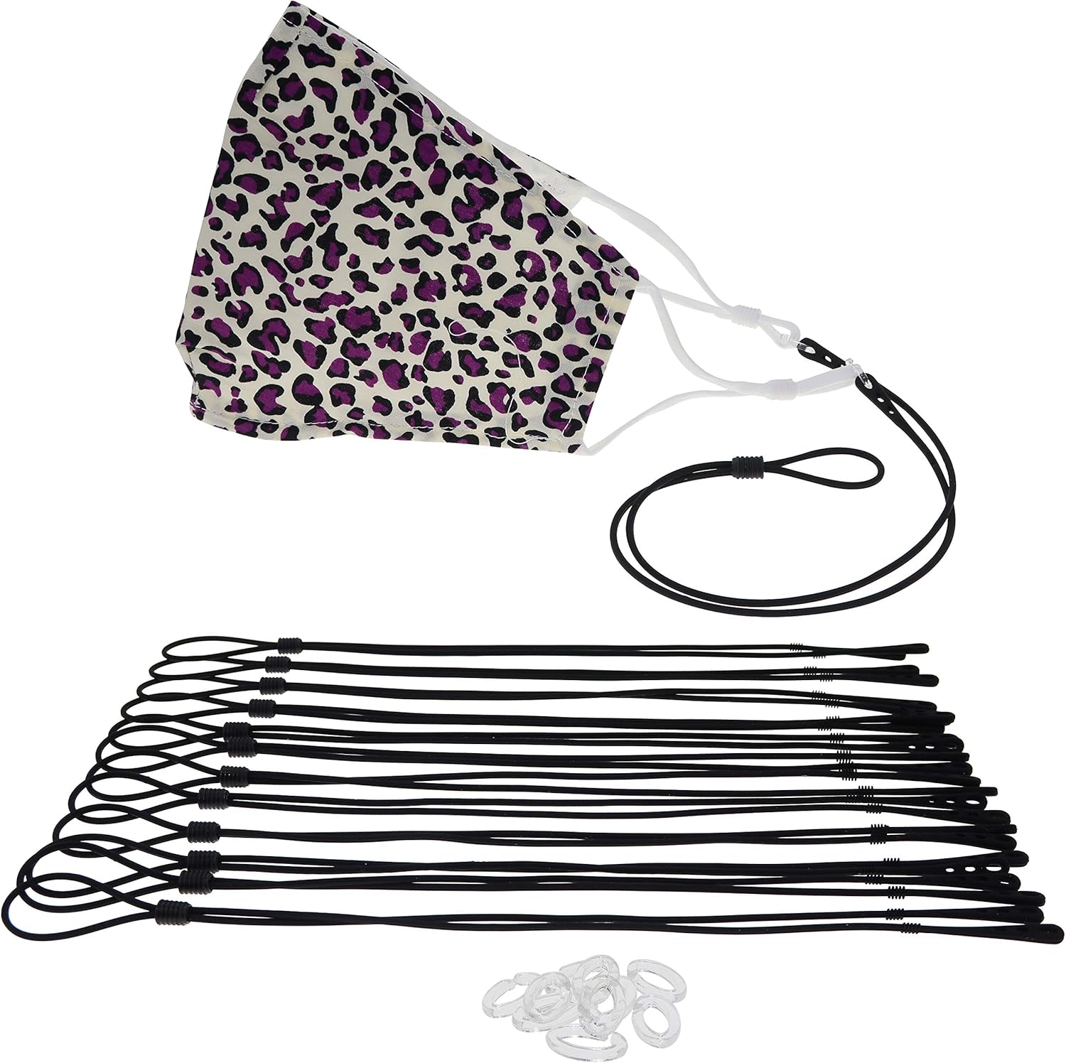FROG SAC 12 PCS Black Face Mask Lanyard Holder Clip for Women and Men, Adjustable Silicone Sunglasses and Facemask Necklace Holders Straps, Kids Strap Cords Lanyards for Masks and Glasses (Black)
