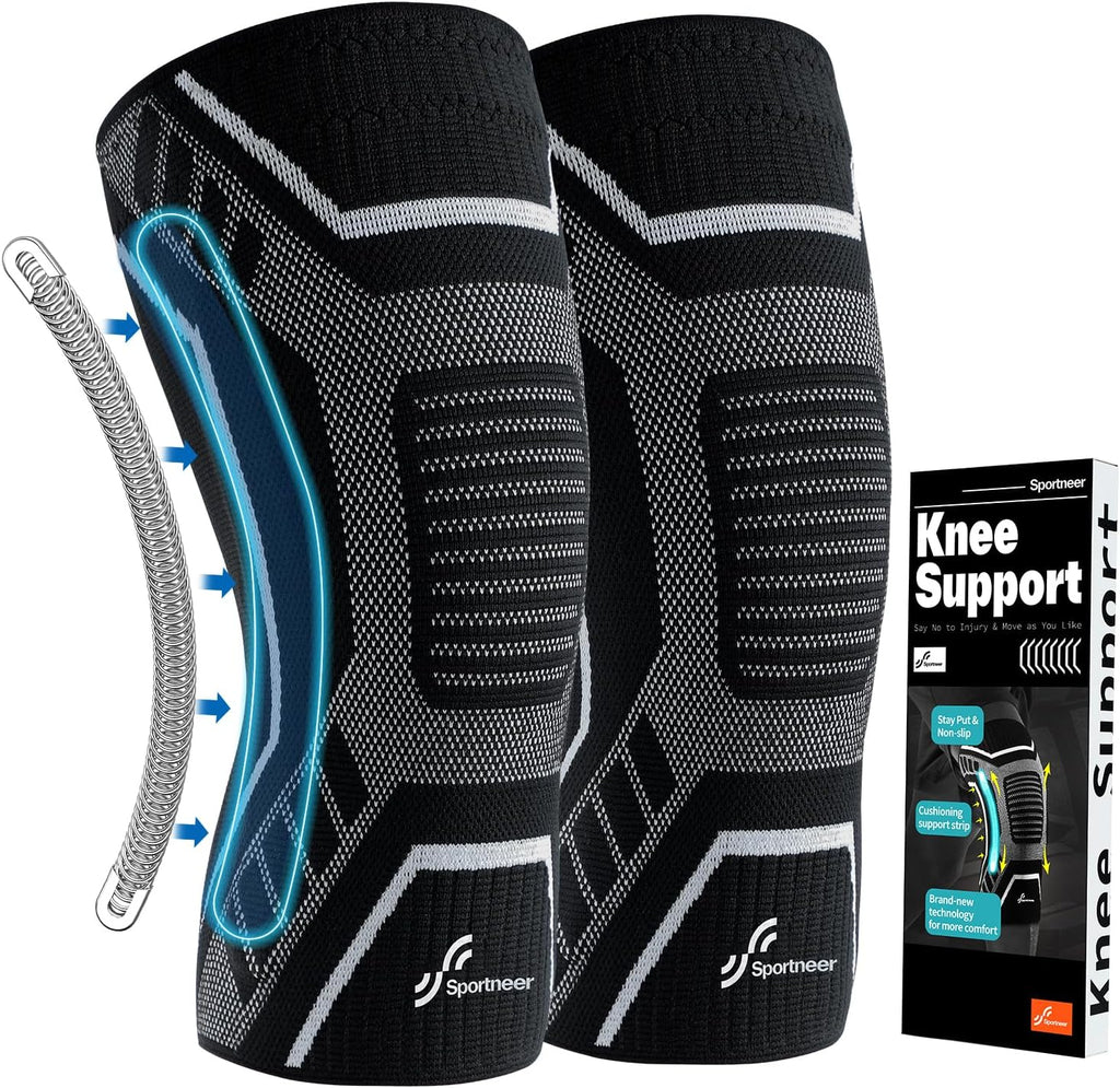 Copper Knee Brace for Men & Women - Knee Compression Sleeve with Side Stabilizers - Knee Support for Running, Hiking, Walking, Basketball, Volleyball, Meniscus Tear, ACL, Arthritis Knee Pain Relief