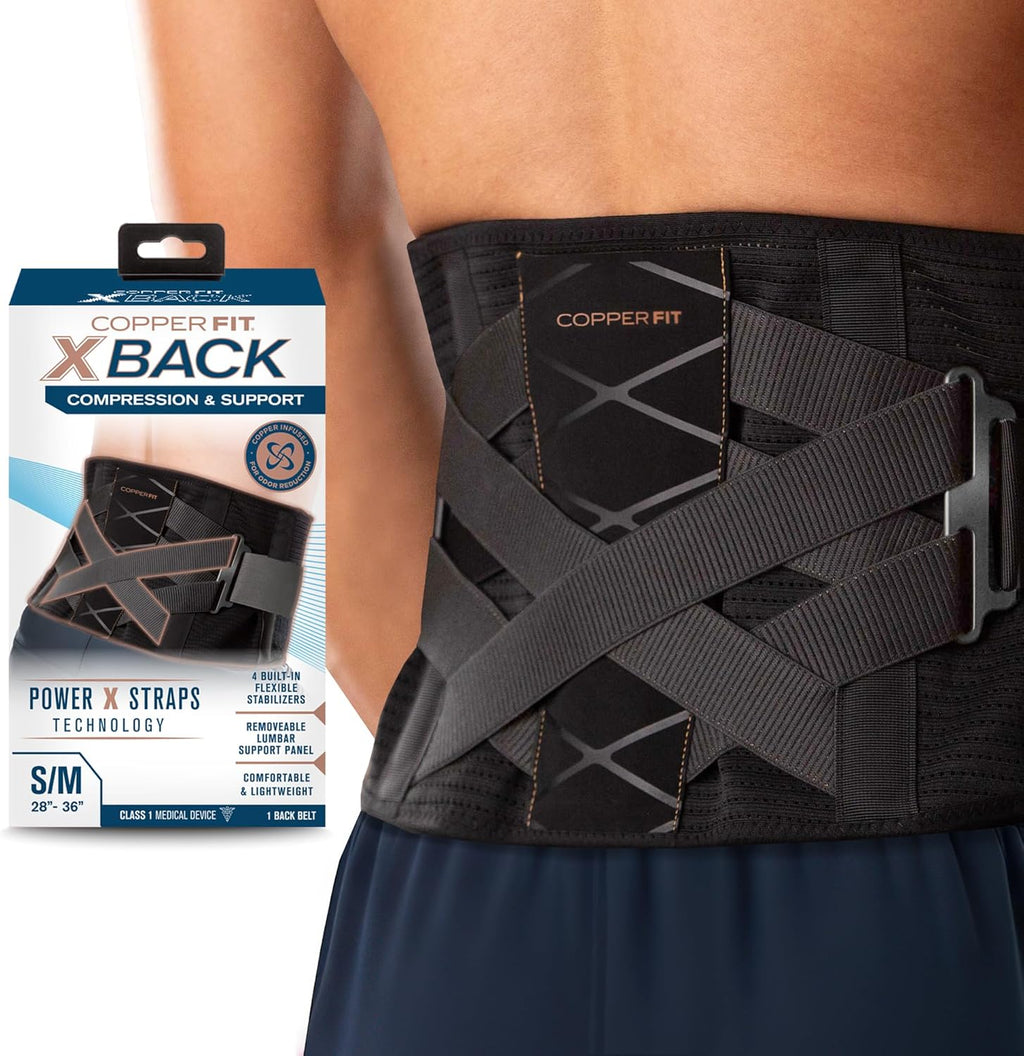 Copper Fit X-Back Brace for Lower Back Pain, Lumbar Support, Herniated Disc, Sciatica, Arthritis – Adjustable, Breathable Design - for Men and Women (2XL/3XL)