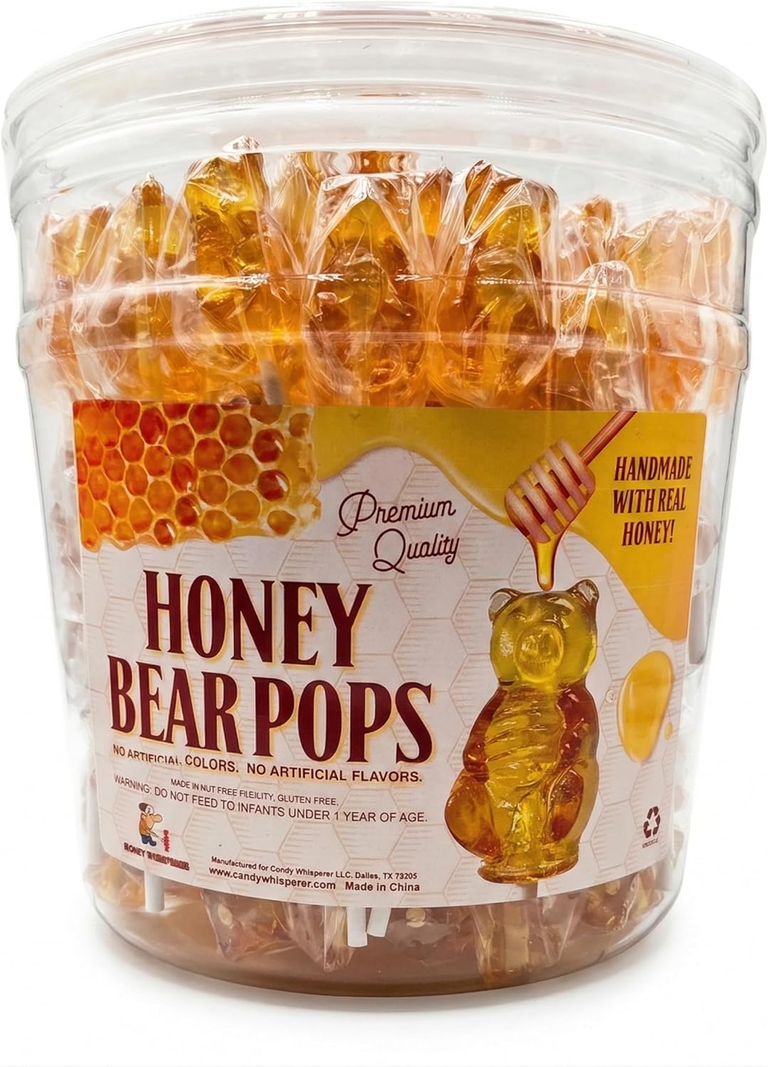 Honey Bear Pops Lollipop Suckers: Individually Wrapped Baby Bear Candy on a Stick by Espeez - Honey Bears (115 Count)