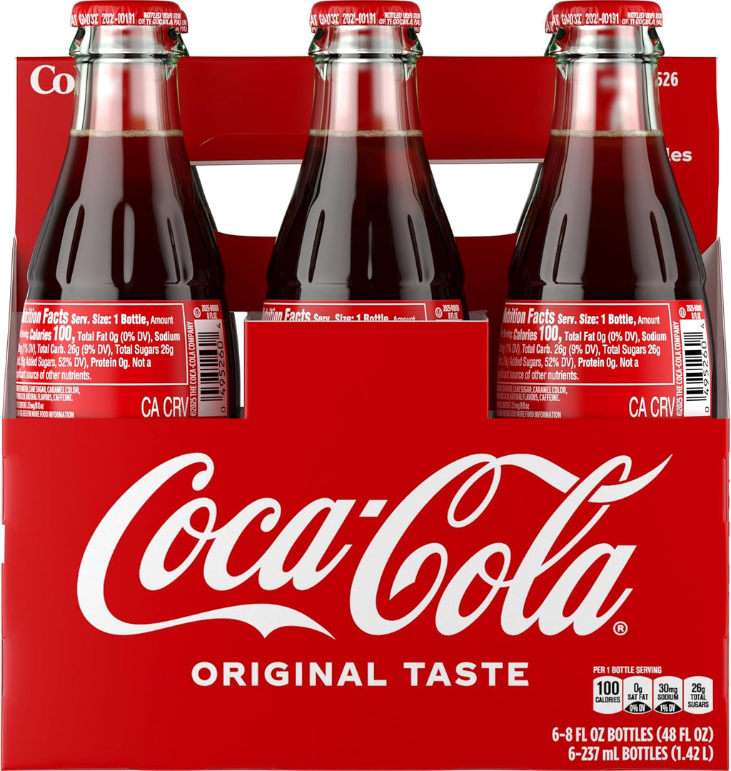 Coca-Cola Glass Bottles, 8 fl oz, 6 Pack