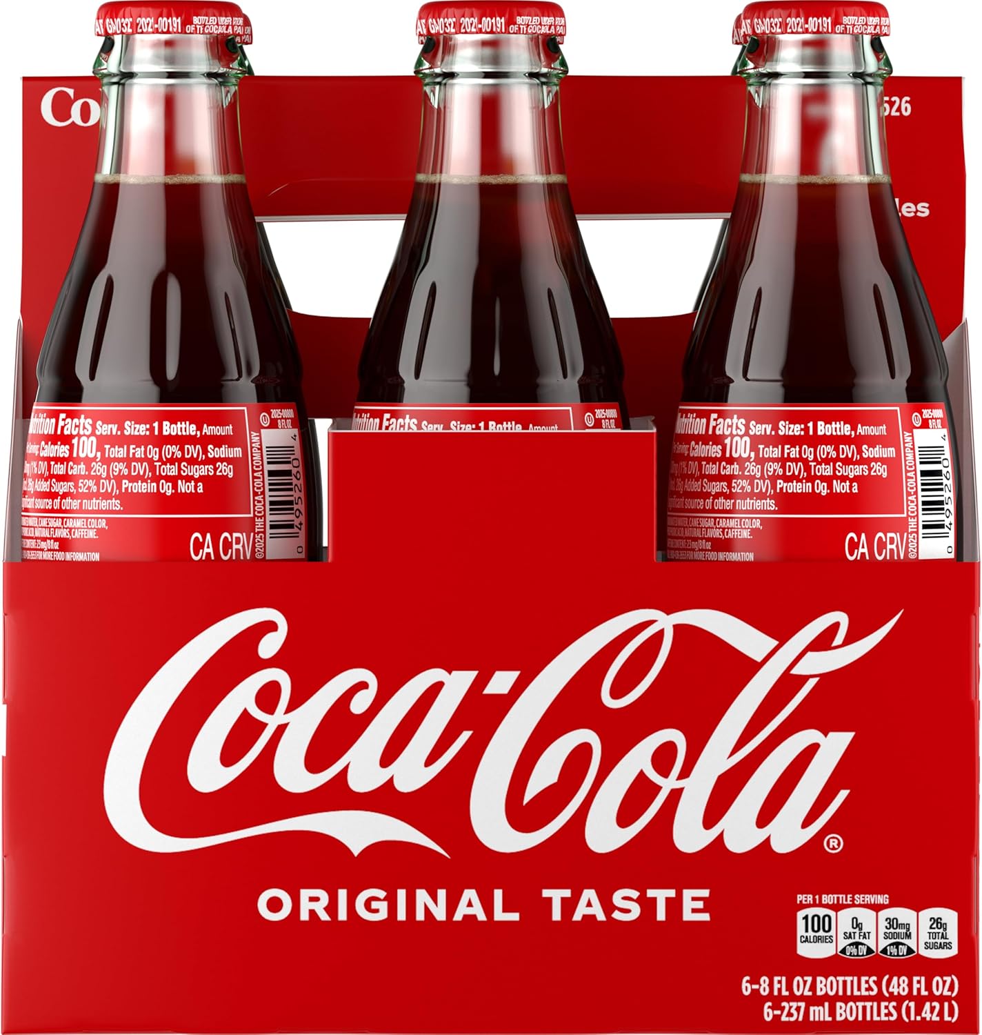 Coca-Cola Glass Bottles, 8 fl oz, 6 Pack