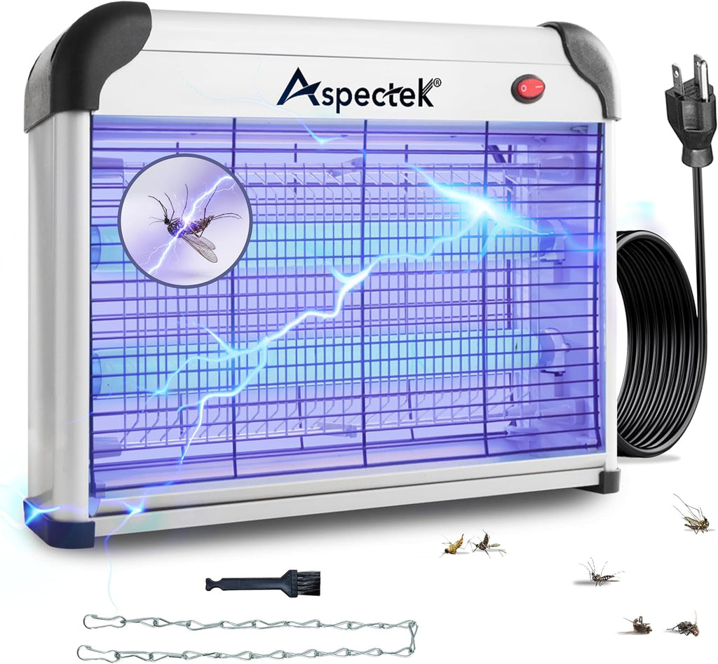 Aspectek 20W Electric Indoor Bug Zapper, Mosquito, Moth, Wasp, Insect Killer, Fly Zapper, Bug Lamp Light for Home, Restaurant, Office Use with Protection Mesh Film. Efficient & Effective