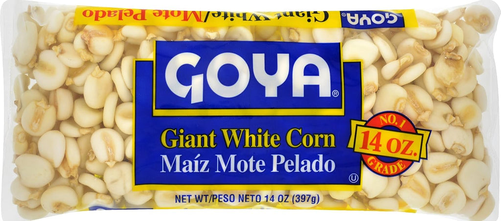 Goya Foods Inc. Giant White Corn/Maize Mote Pelado, 14 Ounce Units (Pack of 24)