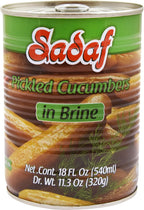Sadaf Pickled Cucumbers in Brine - Pickled Cucumbers for Cooking & Food Flavoring - Pepinos en Salmuera - Persian Cuisine - Kosher - Non-GMO - 19 Oz Can