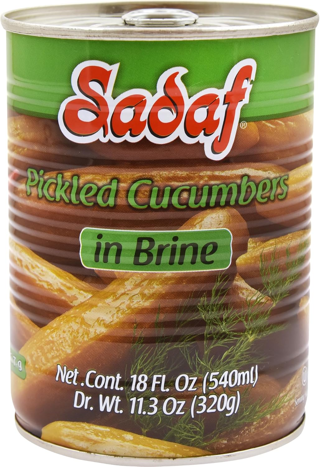 Sadaf Pickled Cucumbers in Brine - Pickled Cucumbers for Cooking & Food Flavoring - Pepinos en Salmuera - Persian Cuisine - Kosher - Non-GMO - 19 Oz Can