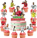 25Pcs Soccer Ronaldo Birthday Party Supplies Pack Includes 1 Cake Topper 24 Cupcake Toppers for Soccer Ronaldo Party Supplies