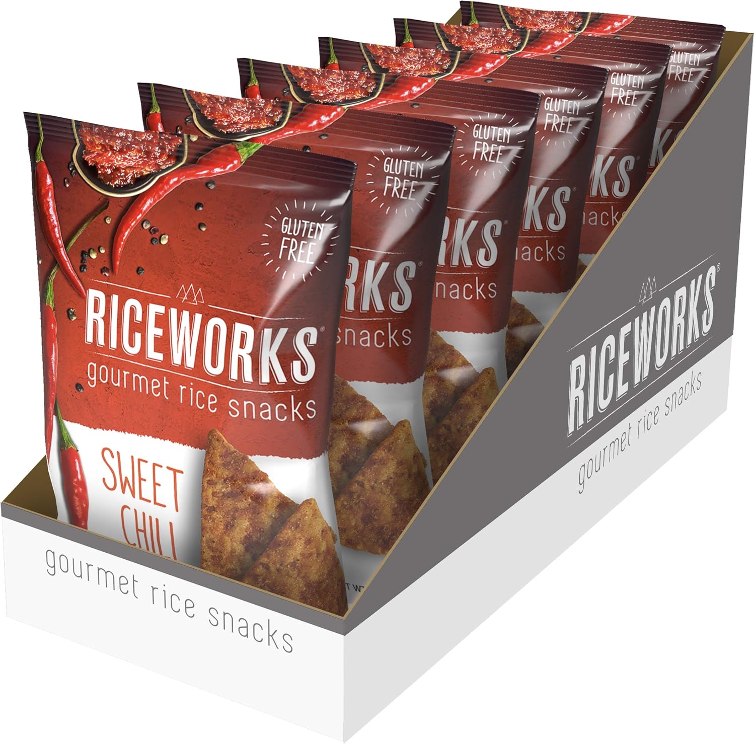 Riceworks Sweet Chili Rice Chips & Snacks, Non GMO, Gluten Free, 5.5 oz. per bag (Sweet Chili, 6 Pack)