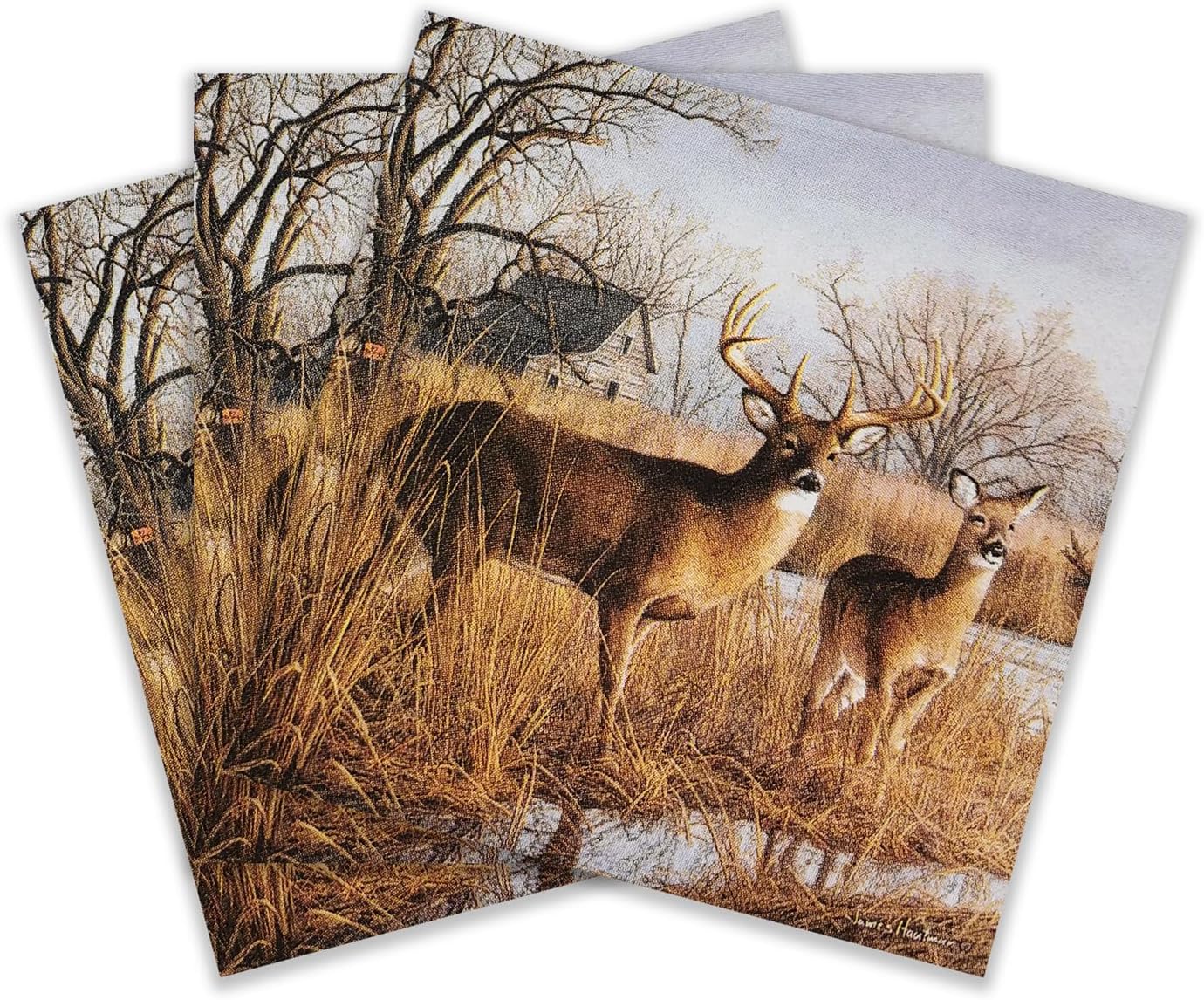 Colored Paper Cocktail Napkins, 20 Count Shabby Chic Napkins for Wedding, Dinner Tea Party Shower, Deer & Barn
