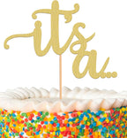 It's a Cake Topper - Glitter Golden Boy or Girl Baby Reveal Party Cake Decorations, Perfect for Gender Reveal, Baby Shower or Photo Booth Props