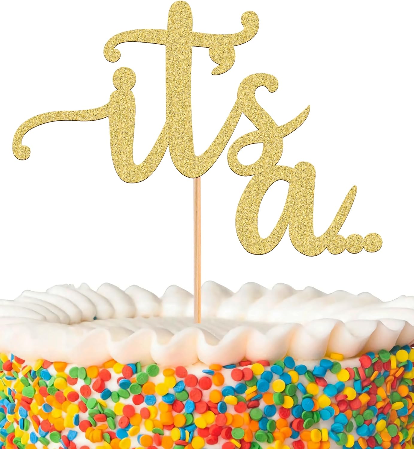 It's a Cake Topper - Glitter Golden Boy or Girl Baby Reveal Party Cake Decorations, Perfect for Gender Reveal, Baby Shower or Photo Booth Props
