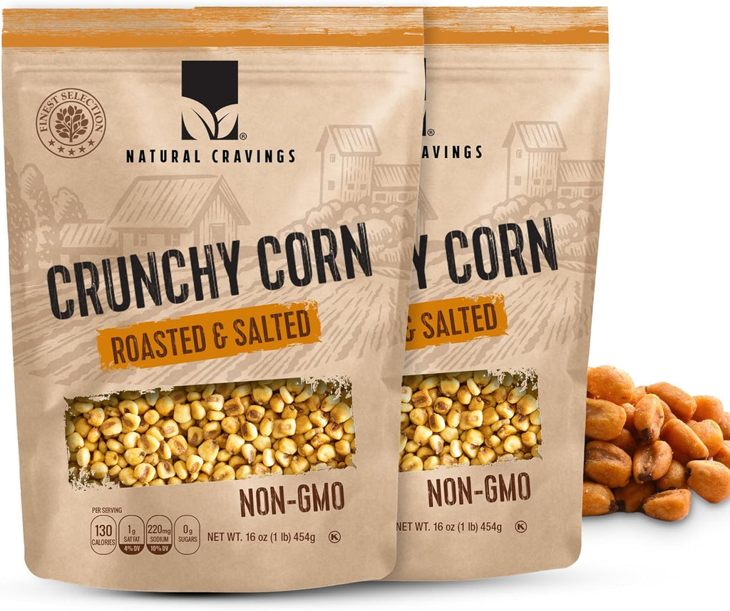 Natural Craving Toastad Corn Nuts, Roasted & Salted Original Flavor, Non-GMO (All Natural Ingredients) Guilt-Free snacking Toasted Corn Kernels in Reseable Bag - Crunchy Snack (Corn Nuts x2)