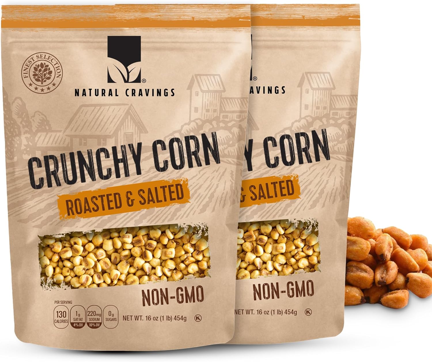 Natural Craving Toastad Corn Nuts, Roasted & Salted Original Flavor, Non-GMO (All Natural Ingredients) Guilt-Free snacking Toasted Corn Kernels in Reseable Bag - Crunchy Snack (Corn Nuts x2)
