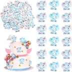 60 PCS Edible Elephant Cupcake Toppers Baby Shower Boy or Girl Cupcake Picks for Elephant Theme Gender Reveal Baby Shower Kids Boys Girls Birthday Party Cake Food Decorations Supplies Pink or Blue