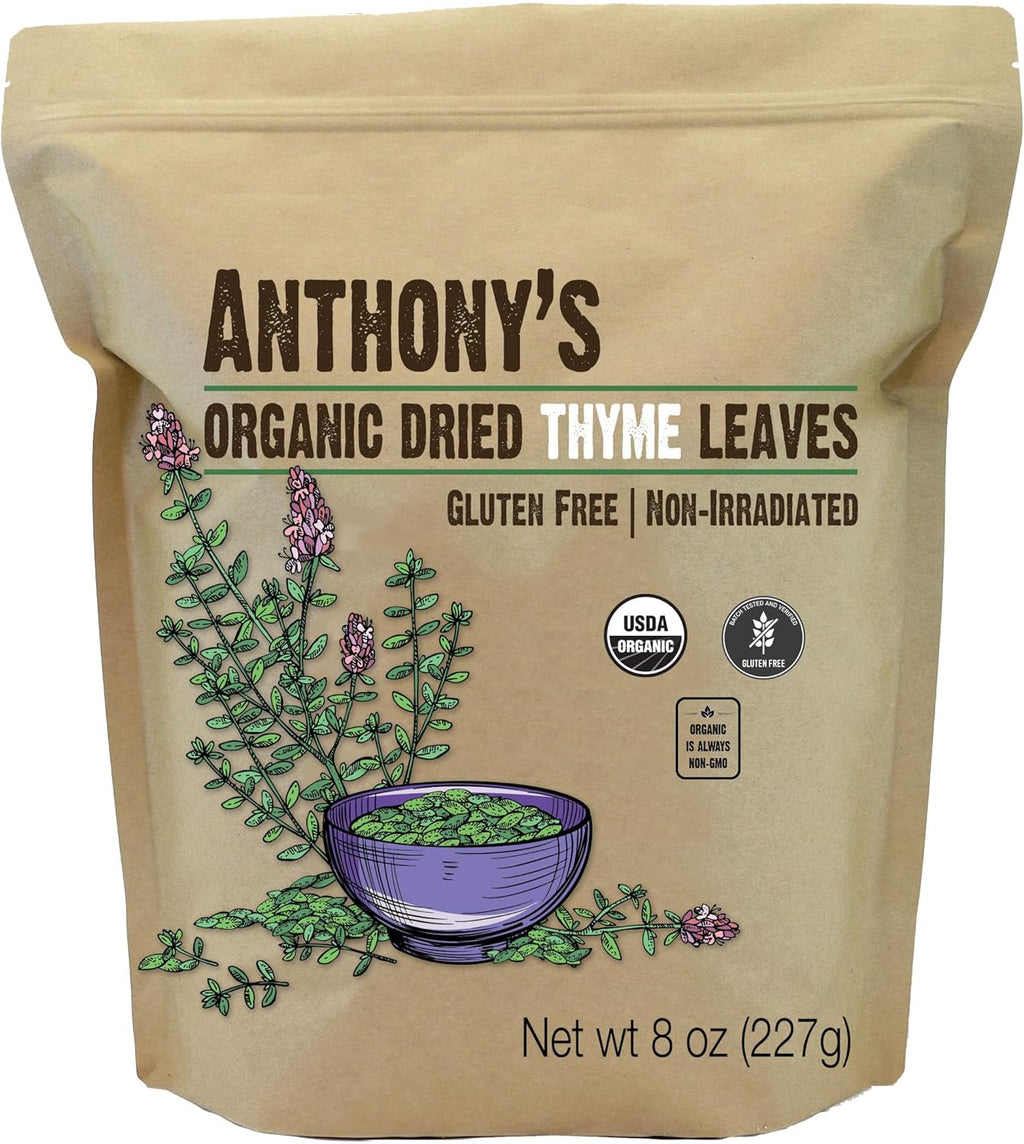 Anthony's Organic Dried Thyme Leaves, 8 oz, Gluten Free, Non Irradiated, Non GMO