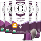 Cru Kafe Dark Roast USDA Organic Espresso Coffee Capsules (50 Pods) Fairtrade Coffee Pods Compatible with Nespresso Original Line and Pixie Machines