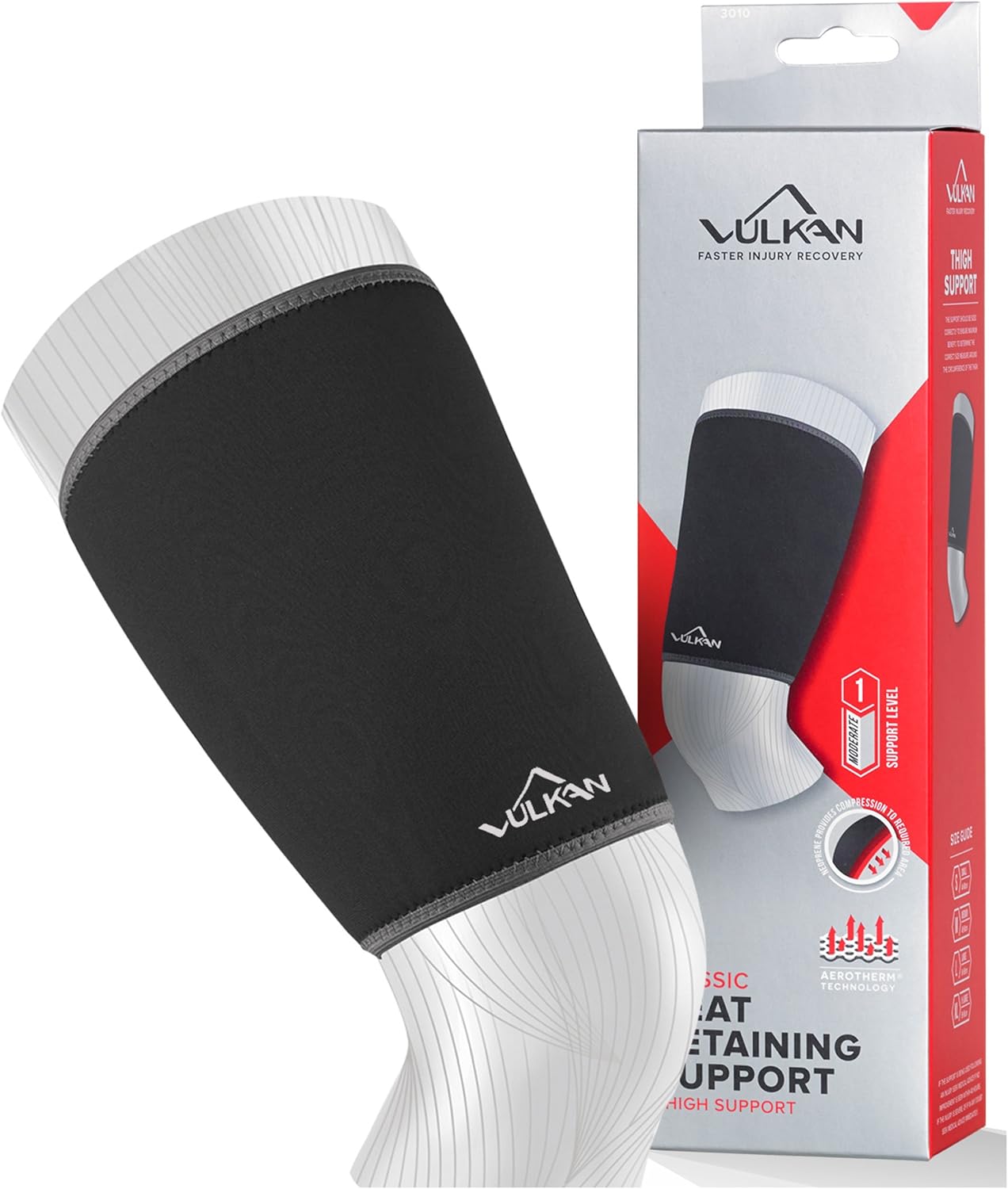 Vulkan Classic Thigh Support, X-Large, Thigh Brace for Muscle Stability, Thigh Compression Sleeve for Hamstring Injuries and Strains, Neoprene Thigh Support for Athletes, Exercises, and Working Out