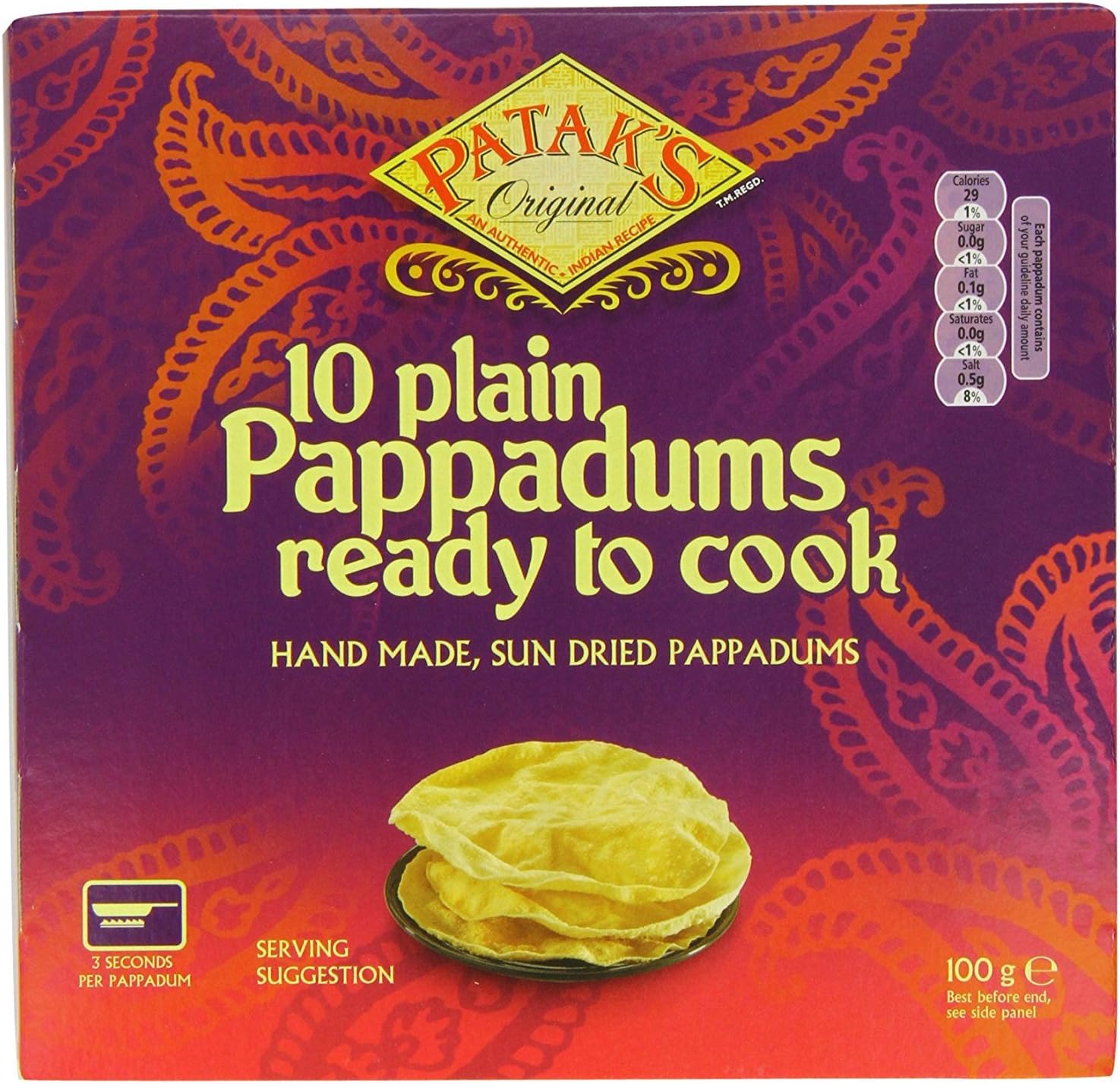 Pataks Pappadums 100 g (Pack of 12)