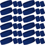 Bememo 36 Pcs Neon Sweatbands Set for Kids 12 Headbands 24 Wristbands Bulk Sports Sweat Bands Athletic for Children Basketball Tennis Running Gym Student Gifts Glow Party