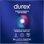 Durex Performax Intense Natural Rubber Latex Condoms, Regular Fit, 24 Count, Contains Desensitizing Lube for Men, (Packaging May Vary)