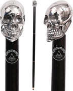 Humaira Nautical Solid Brass Silver Skull Head Walking Cane Wooden Black Walking Stick Designer Fashion Cane for Men